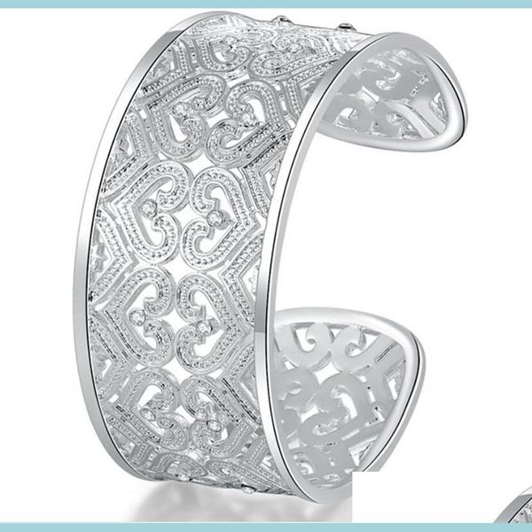 

bangle 6pcs fl white cubic zirconia gems 925 sterling sier open bangles russia australia usa bracelets jewelry drop delivery 2021 dhse dhpon, Black