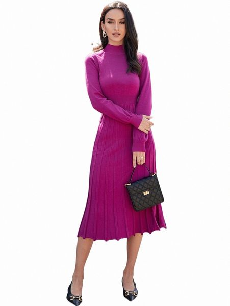 

women's sweaters high neck pleated hem sweater dress 01xo#, White;black