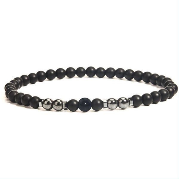 

beaded strands handmade jewelry wholesale fashion hematite anklet 6mm frosted bead tiger eye stone foot drop delivery 2021 bracelets dhcwm, Black