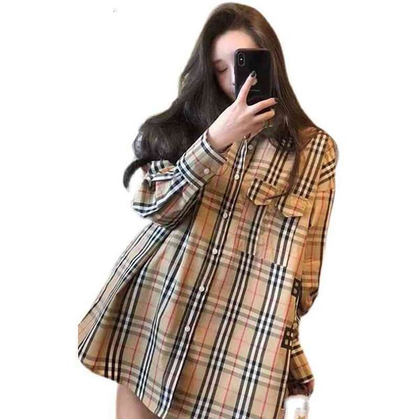 

hoodies burbs 2022 new spring and autumn plaid shirt women's long sleeve versatile loose minority coat fashionable, White