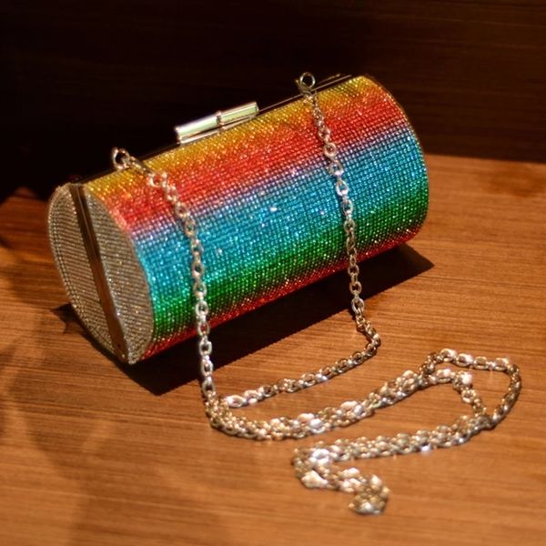 

evening bags rainbow purse evening bags for women luxury party handbag for wedding clutch bag diamond cylinder shoulder bag zd1739 220909