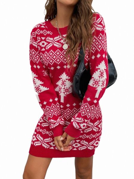 

women's sweaters christmas pattern sweater dress 08mn#, White;black