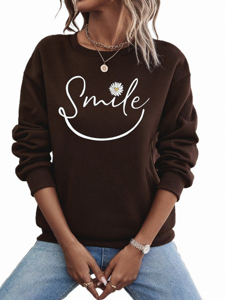 

women's hoodies & sweatshirts letter & floral print sweatshirt i5ja#, Black