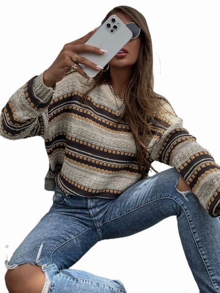 

women's sweaters striped drop shoulder sweater 09g7#, White;black