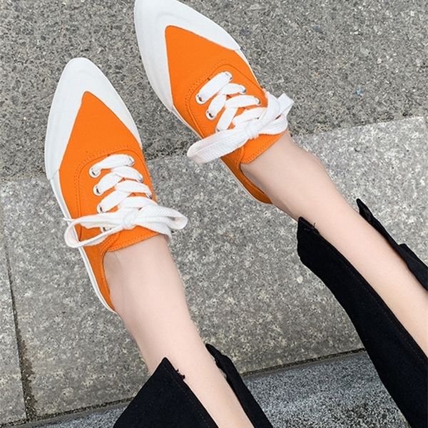 

dress shoes women canvas sport casual spring flats sneakers running ladies loafers pointed toe mujer zapatos fad 220908, Black