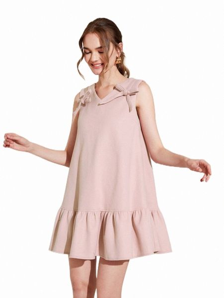 

casual dresses x tada knotted ruffle hem wool-mix smock dress z2ps#, Black;gray