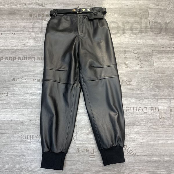 

women's jumpsuits & rompers designer european autumn and winter new leather pants women's high waisted nine point overalls legged, Black;white