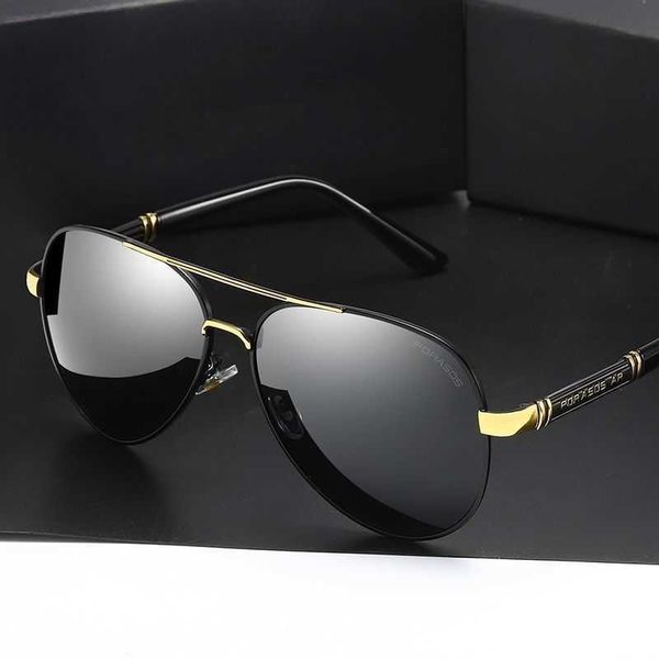 

2022 men's black frame sunglasses anti blue light color changing glasses fashion polarized sun shading goggles 2810, White;black