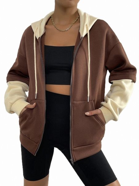 

women's hoodies & sweatshirts drop shoulder zip up hoodie z3be#, Black