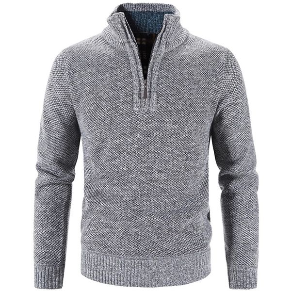 

mens sweaters winter mens fleece thicker sweater half zipper turtleneck warm pullover quality male slim knitted wool sweaters for spring 220, White;black