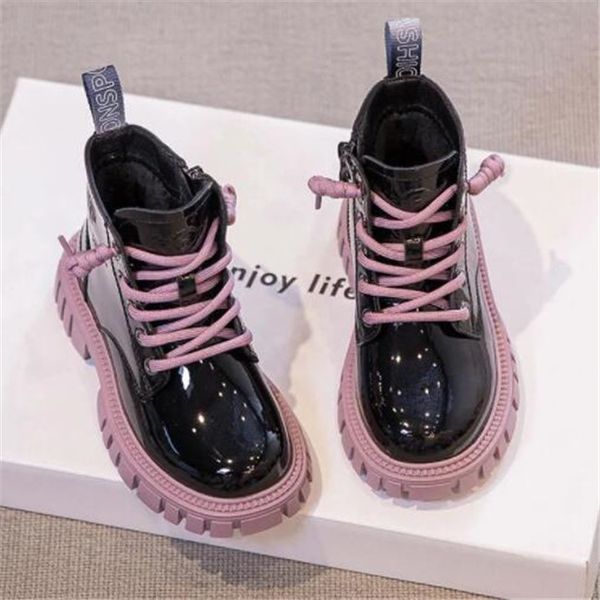 

Autumn Winter Children Martin PU Leather Waterproof Kids Snow Boots Child Girls Boys Ankle Boot Fashion Sneakers Shoes de3e, Blue