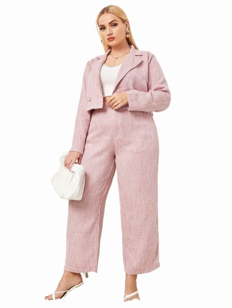 

plus size dresses plus lapel neck tweed jacket & pants x3xz#, Black