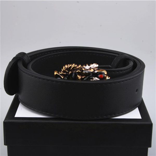 

fashion belts men women belt big gold buckle genuine leather classical ceinture 3 8cm width with box207u, Black;brown