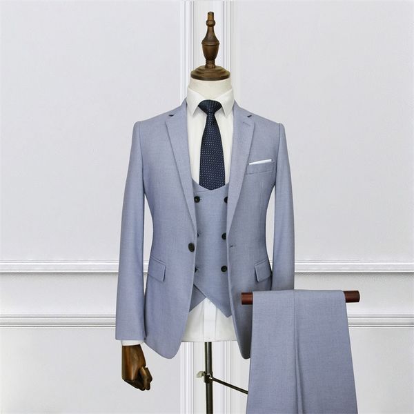 

men's suits blazers men suit slim fit smart casual dress silver color 3 piece set 220909, White;black