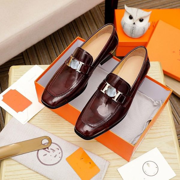 

slip-on dress official shoe for mens loafers men luxury shoes brown designer dress formal shoes for man classic italian dress buty meskie, Black