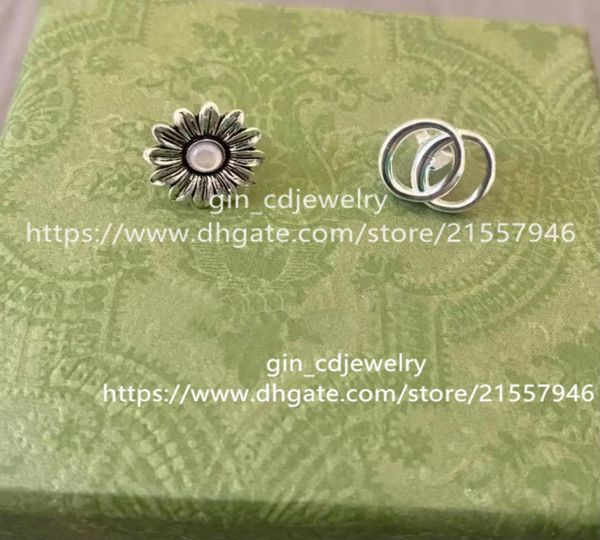 

luxury designer fashion letters ancient silver earrings net red couples bir, Golden;silver