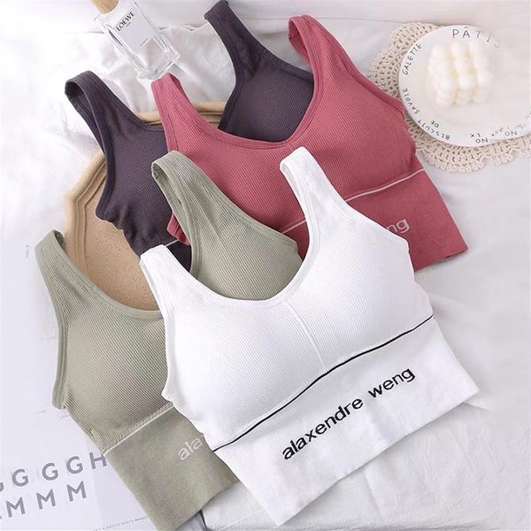 

women vest cotton bra backless sports bralette lingerie padded wireless brassiere u-shaped beauty back underwear #f2752, Red;black