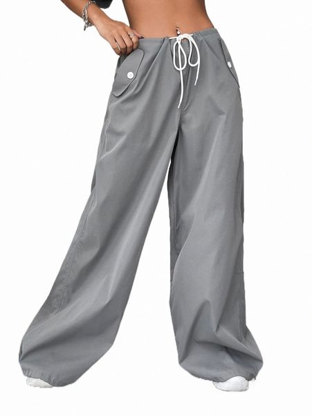 

women's pants & capris drawstring waist parachute pants 84bx#, Black;white
