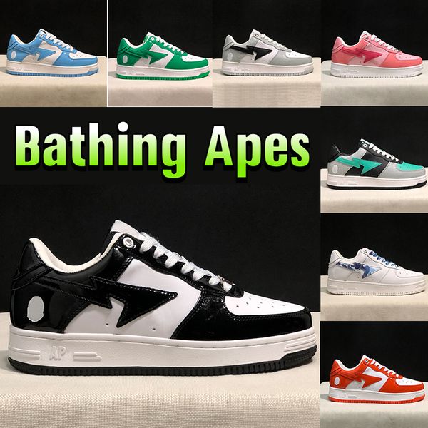 

bapesta sta low casual shoes men women sneaker nigo designer bathing apes grey black patent leather green white abc camo blue pink suede fas