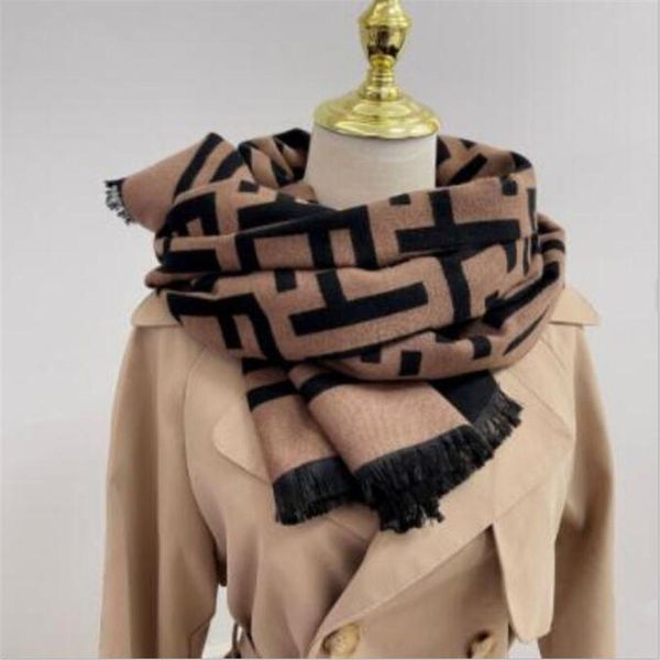 

2022 new classic fashion winter scarf long cashmere retro letters neck thickening warm shawl 180 70 cm187v, Blue;gray