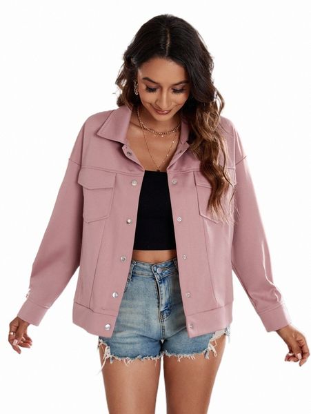 

women's jackets flap pocket drop shoulder button front suede jacket u7gq#, Black;brown