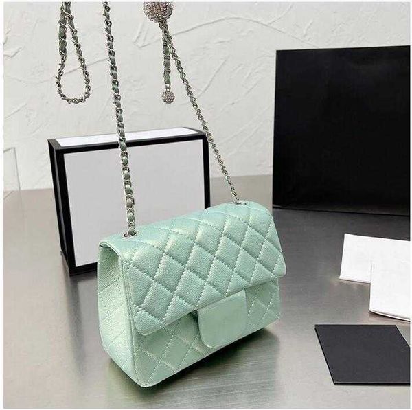 

fashion mini flap pearly shiny color caviar leather bags quilted square silver metal hardwre matelasse chain crossbody shoulder purse