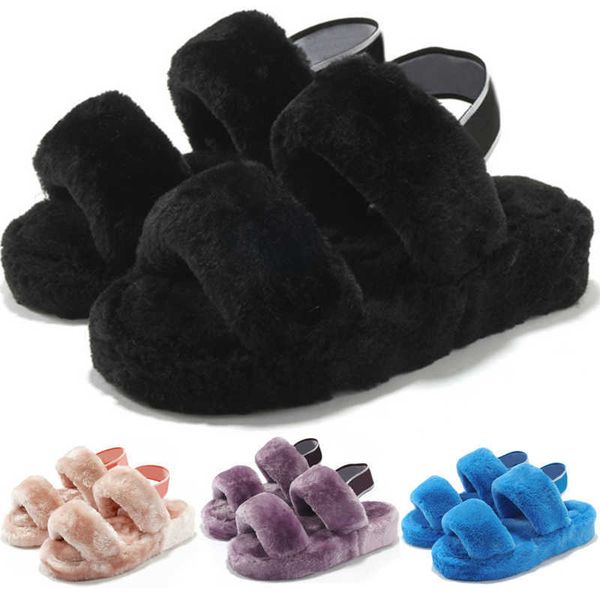 

designer women boots platform fur slipper slides triple black red yellow womens snow booties winter boot eur 36-44