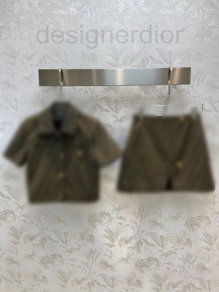 

women's tracksuits designer 22 spring summer double jacquard shirt set with small lapel and elastic shorts, Gray