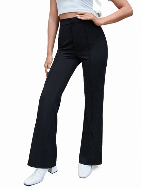 

women's pants & capris high waist flare leg pants r94x#, Black;white