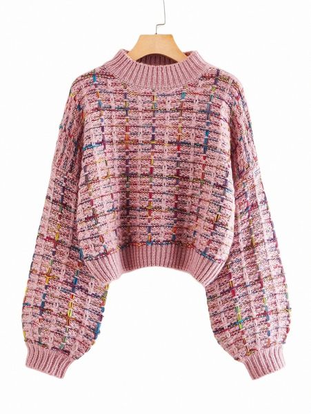 

women's sweaters mock-neck boucle knit sweater 94gz#, White;black