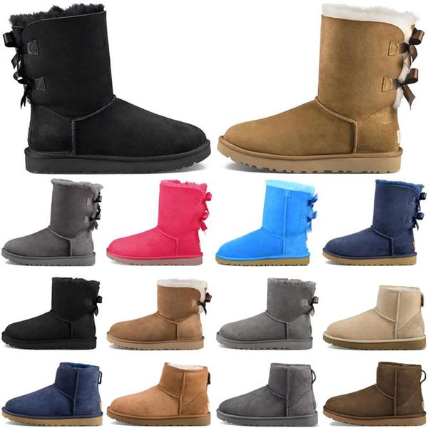 

snow boots winter over the knee australia designer boot warm classic ankle short lady womens mini luxury booties bottes stivali brown w223i, Black