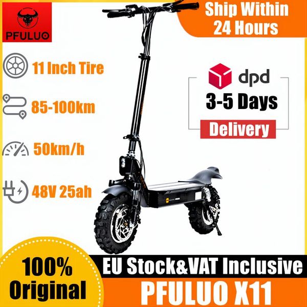 

eu stock electric scooter new pfuluo x-11 smart kickscooter 1000w motor 11 inch 2 wheel board hoverboard skateboard 50km/h max speed off-roa