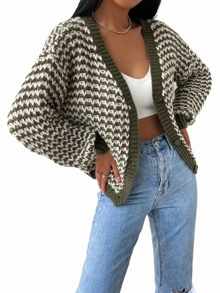

women's sweaters allover pattern drop shoulder cardigan g1ir#, White;black