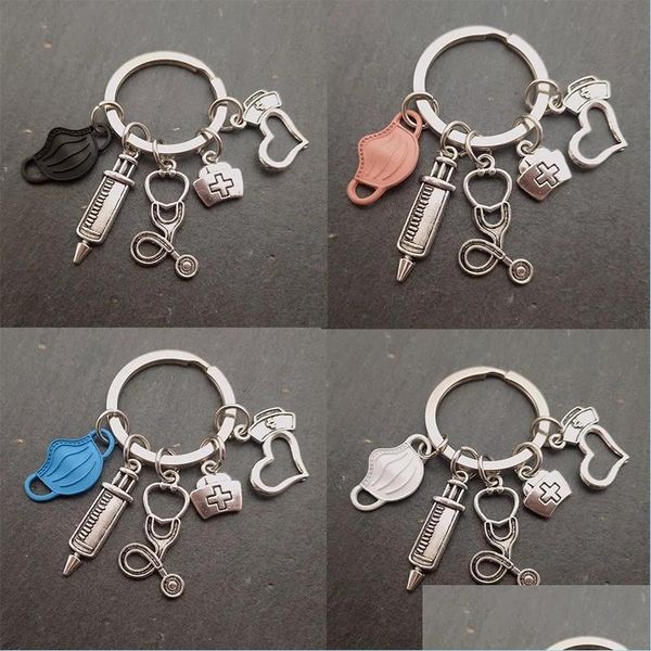 

keychains love nurse hat stethoscope syringe mask keychain alloy key chain women men accessories gift drop delivery 2021 fashio dhwki, Silver