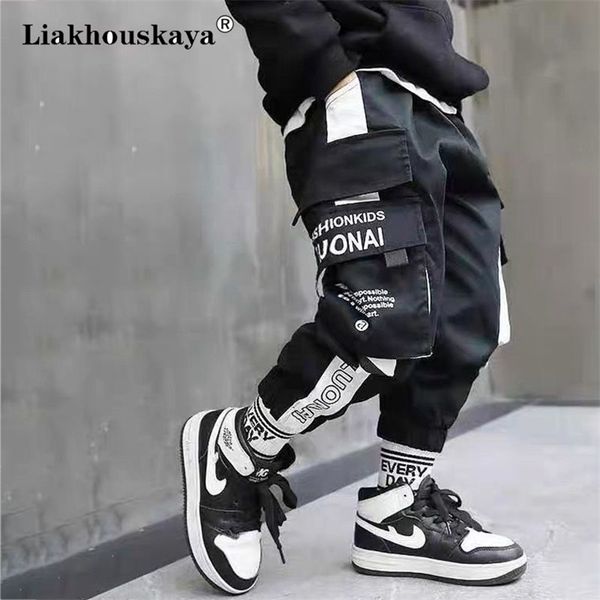 

trousers spring kids joggers cargo pants cotton sport pants casual hip hop hit pocket teenage boys cargo pants children trousers clothes 220, Blue