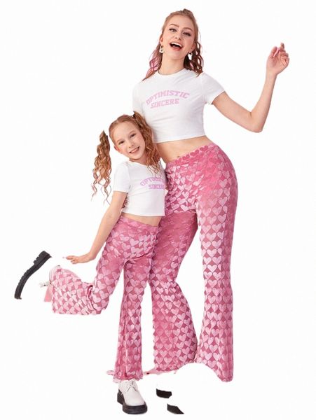 

women's pants & capris 1pc heart allover pattern flare leg pants g1x8#, Black;white