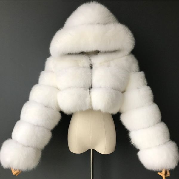 

fur coat designer womens fluffy faux jackets women long sleeve with hooded winter zip up jacket natural color solid woman cropped faux coats, Black