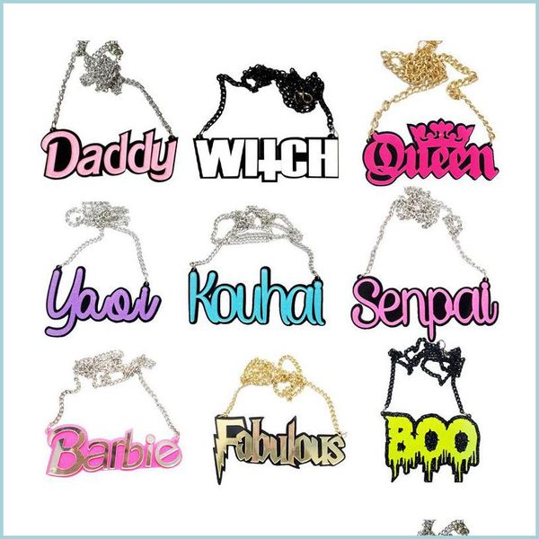 

pendant necklaces trendy hip hop letters witch boo pendant necklaces funny halloween style graffiti necklace for man women fas dhj8u, Silver