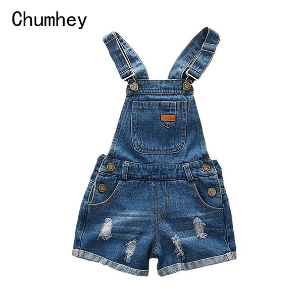 

overalls chumhey kids overalls summer boys girls denim shorts jeans tollder rompers children jumpsuit child clothing 220909, Blue