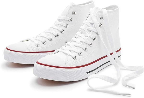

white womens high canvas sneakers classic canvas shoes casual for walking