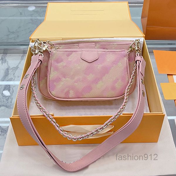 

620s ening bags 2 pieces chain shoulder bag women designer bag rainbow color crossbody bags purse handbag multi pochette classic letterpress