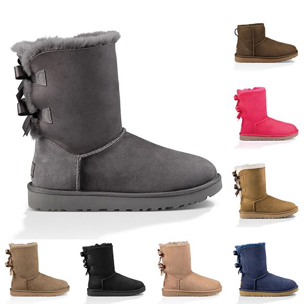 

with bowtie fashion designer women shoes boots grey black pink khaki chestnut brown navy blue outdoor winter snow boot fur leather suede pla