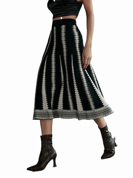 

women's sweaters chevron pattern high waist knit skirt q4rf#, White;black