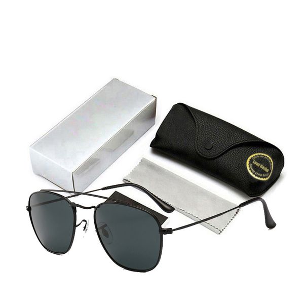 

retro metal frame double bridges square rayes sunglasses women fashion band sun glasses shades uv400 men 3557g21 with logo, White;black