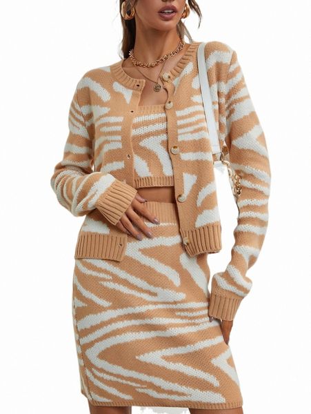 

women's sweaters allover pattern tube knit & knit skirt & cardigan x1ir#, White;black