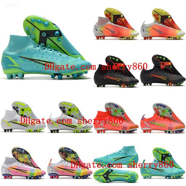 

2021 mens boys soccer shoes mercurial superfly 8 elite 14 ag cleats women children football boots neymar cristiano ronaldo cr7 size 3-11 us