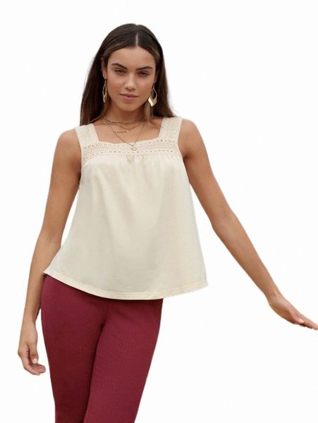 

women's tanks & camis lace panel tank 2022 new c4k5#, White