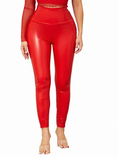 

women's pants & capris wide waistband solid pu leather pants g5i3#, Black;white