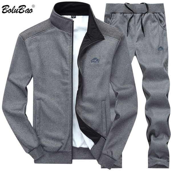 

men's tracksuits bolubao solid color sportswear men tracksuits autumn men's jacket pants tracksuit sweatshirt casual male set 2209, Gray
