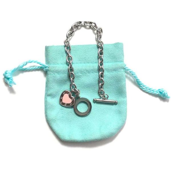 

couple heart bracelet women stainless steel chain on hand blue pink green ot buckle fashion jewelry gifts for girlfriend accessories wh163c, Black